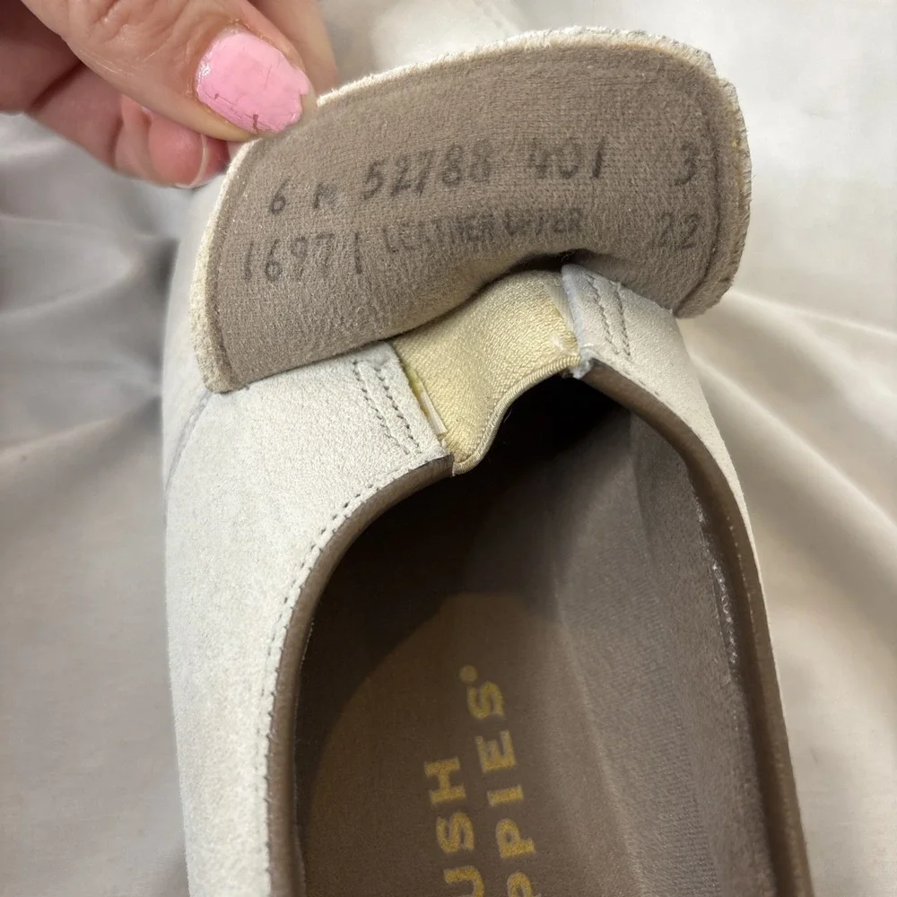 Hush Puppies 6M Women's Suede Tassel Loafers Bone‎ Slip On